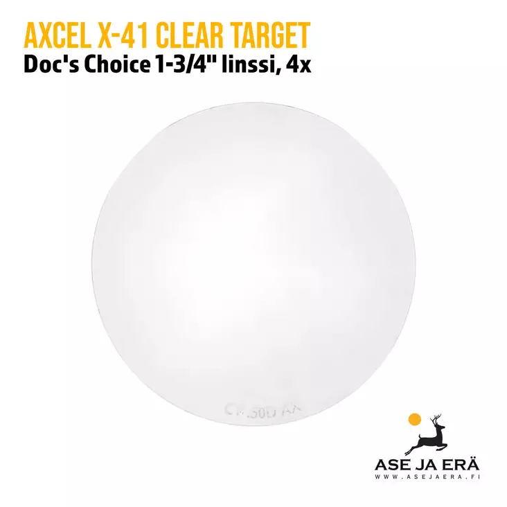 Axcel X-41 Clear Target Doc's Choice 1-3/4" linssi jousitähtäimeen 4x, yleiskuva linssistä - Tähtäimen osat ja tarvikkeet - 611254100691 - 1