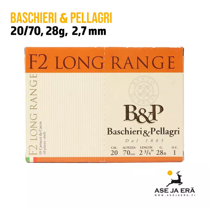 B&P F2 Long Range 20/70 28g - 20 kaliiperin patruunat - 8033109434041 - 1