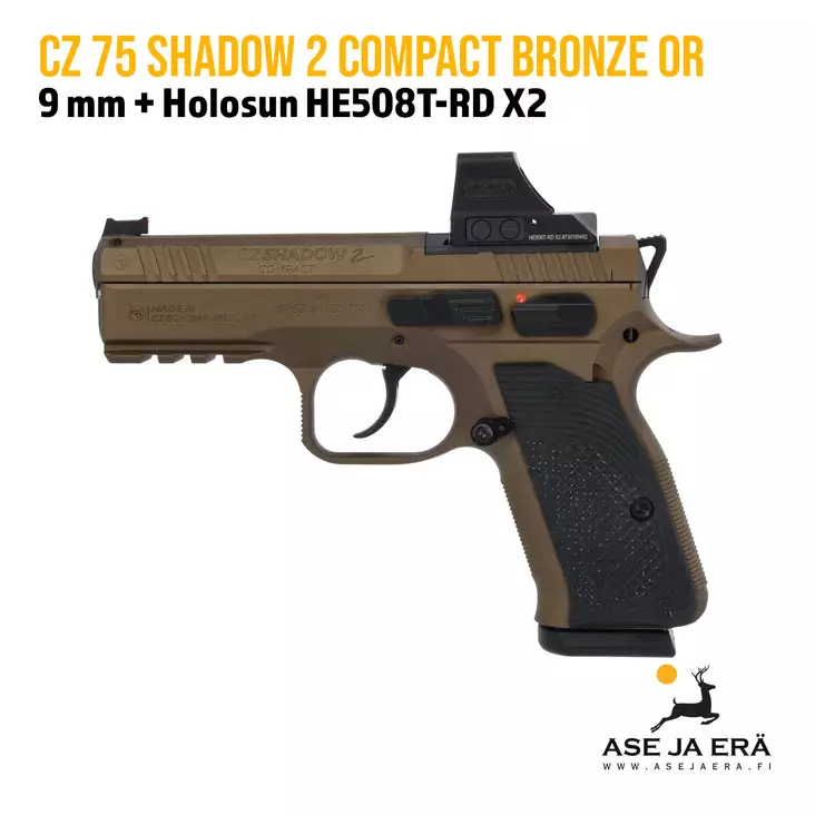 CZ 75 Shadow 2 Compact Bronze 9x19 pistooli + Holosan punapistetähtäin - Pistoolit - 0434-0743-PL240311 - 1