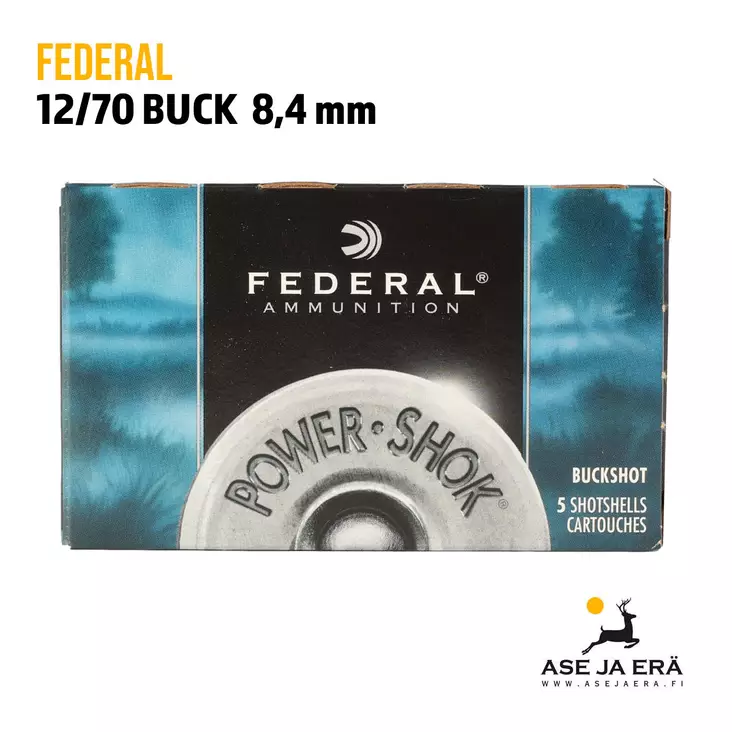 Federal Power-Shok Buck 12/70 8,4mm haulikonpatruuna - Buckshot, yli 4mm - 029465009731 - 1