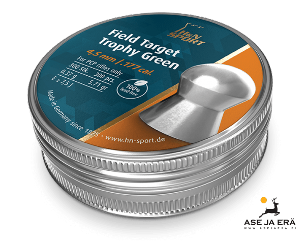 H&N Field Target Trophy Green 4,50 mm ilma-aseluoti 0,37g - 4,5 mm ilmakivääriluodit - 4047058011721 - 1