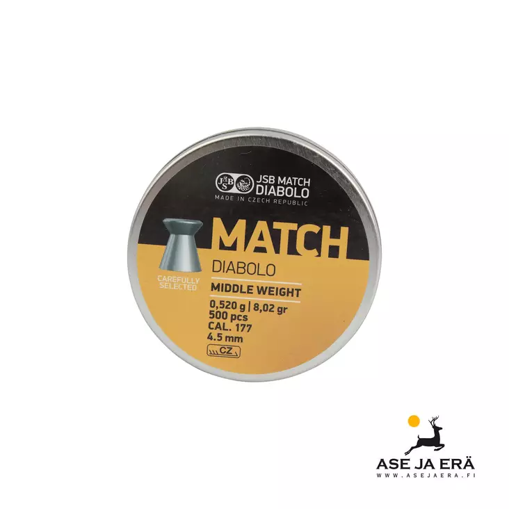 JSB Match Rifle (yellow) 4,51 mm ilma-aseluoti 0,520 g - 4,5 mm ilmakivääriluodit - 8594180450271 - 2