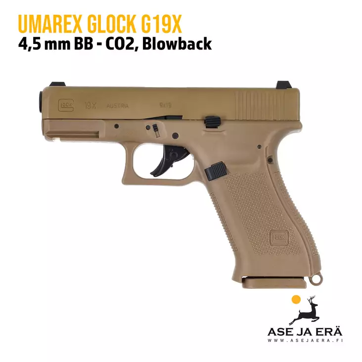 Umarex Glock G19X Blowback 4,5mm CO2 BB ilmapistooli - BB kuula ilmapistoolit - 4000844657701 - 1