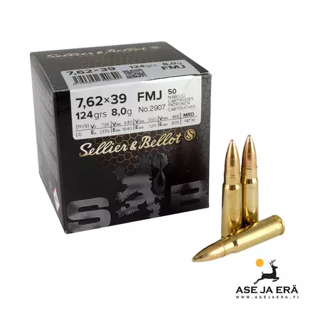 7,62x39 Sellier & Bellot FMJ 8,0g kiväärinpatruuna - Muut kaliiperit - 8590690340842 - 1