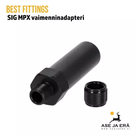 Best Fittings SIG MPX vaimenninadapteri 1/2"x20UNF kierteellä - Kierreadapteri kierteensuoja avoinna - Äänenvaimentimet ja suujarrut - 10B3AL02 - 2