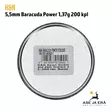 5,5mm H&N Baracuda Power 1,37g 200 kpl  ilmakiväärinluoti - Rasian pohja EAN näkyvissä - 5,5 mm luodit - 4047058015002 - 14