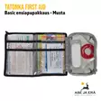 Tatonka First Aid Basic ensiapupakkaus - Musta pakkaus avattuna sisältö näkyvissä - Muut retkeilytarvikkeet - 4013236341232 - 4