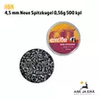 4,5 mm H&N Neue Spitzkugel 0,56g ilmakivääriluoti, 500 kpl - rasian kansi irroitettuna - 4,5 mm ilmakivääriluodit - 4047058002552 - 2