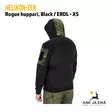 Helikon-Tex Rogue Hoodie - Fullzip huppari, Black / ERDL - XS, takaviistosta huppu pään yli puettuna - Hupparit - 5902688986292 - 8