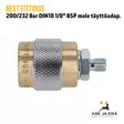 Best Fittings 200/232 Bar DIN18 1/8" BSP male täyttöadapteri - Adapterit ja liitäntäsarjat - 03M1FM02 - 4