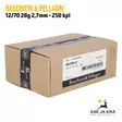 Baschieri & Pellagri 12/70 28g 2,7mm 250 kpl haulikonpatruuna laatikko etuviistosta - 12/70 metsästyspatruunat - 8057502106022 - 20