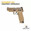 SIG Sauer M17 ASP 4,5 mm CO2 Blowback ilmapistooli, Hiekka/FDE - vasemmalta takaaviistosta - Ilma-aseluoti ilmapistoolit - 798681587902 - 2