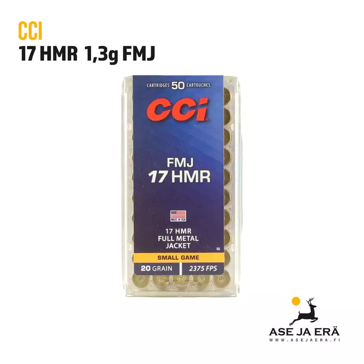 17HMR CCI FMJ 1,3g pienoiskiväärin patruuna - 17HMR patruunat - 076683000552 - 1