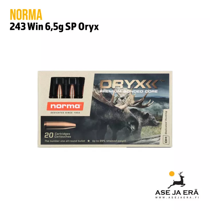 243 Win Norma Oryx 6,5g Kivääripatruuna 20 kpl - Muut kaliiperit - 7393923304762 - 1