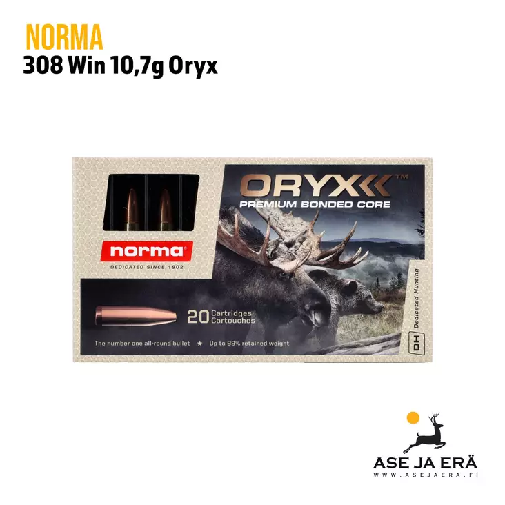 308 Norma New Oryx 10,7g Kivääripatruunaa 20kpl - 308 kaliiperi - 7393923314082 - 6
