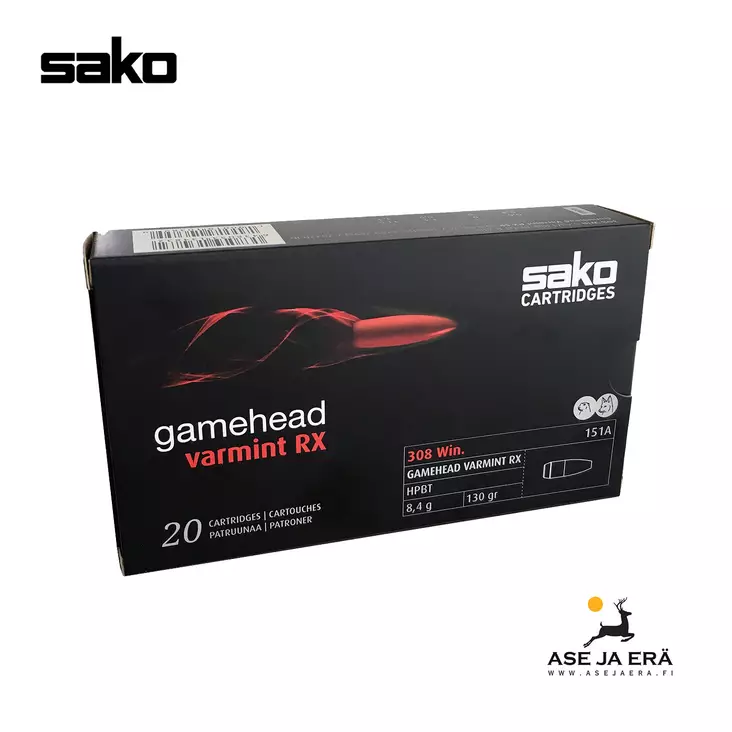 308 Sako Gamehead Varmint RX 8,4 g 151A Kivääripatruuna - 308 kaliiperi - 6438053134832 - 1