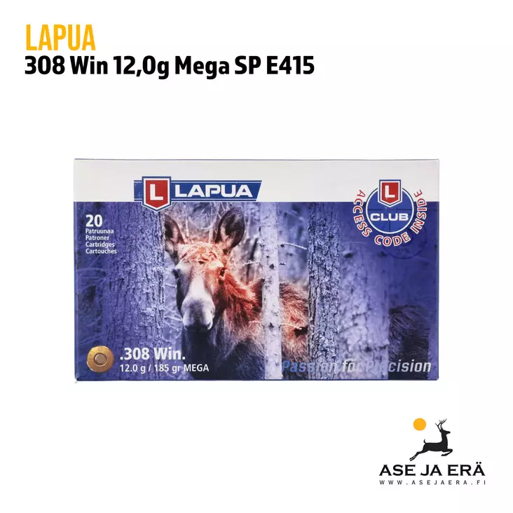 308win Lapua Mega 12g SP kivääripatruuna E415 - 308 kaliiperi - 6418267101592 - 5