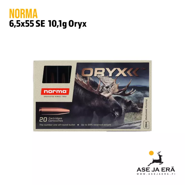 6,5x55 SE Norma Oryx 10,1g kivääripatruuna - 6,5x55 kaliiperi - 7393923165622 - 1
