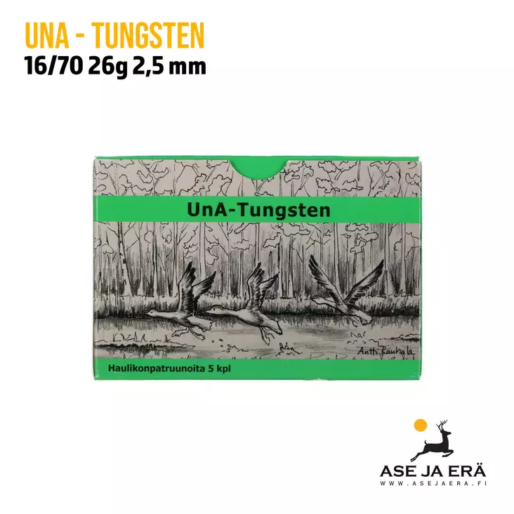 16/70 UNA Tungsten 26g 2,5mm Haulikonpatruuna - Lyijyttömät patruunat - 6430068624322 - 1