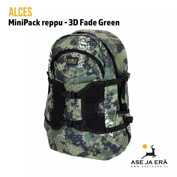 Alces MiniPack reppu 3D Fade Camo - etuviistosta - Reput - 7340143771492 - 1
