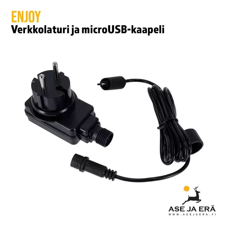 ENJOY verkkolaturi ja microUSB-kaapeli ulkokäyttöön (5V/2A, IP44) - Tarvikkeet riistakameroihin - 6438195018632 - 1