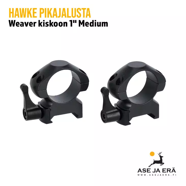 Hawke pikajalusta Weaver kiskoon 1" optiikalle - 1" kiikarinrenkaat - 5054492230112 - 1