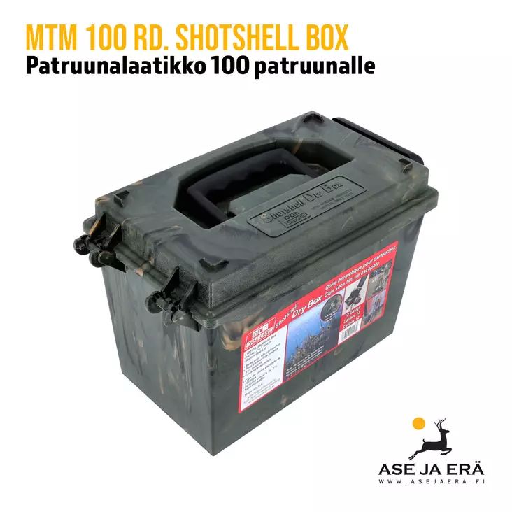 MTM Shotshell Dry Box 12 Gauge 100-Round Camo patruunalaatikko - Haulikon patruunoille - 026057000282 - 3