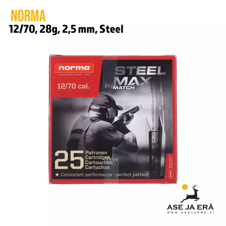 Norma Steel Max Match 28g 12/70 No 7 2,5mm haulikon patruuna - Haulikon ratapatruunat - 8436587335952 - 1