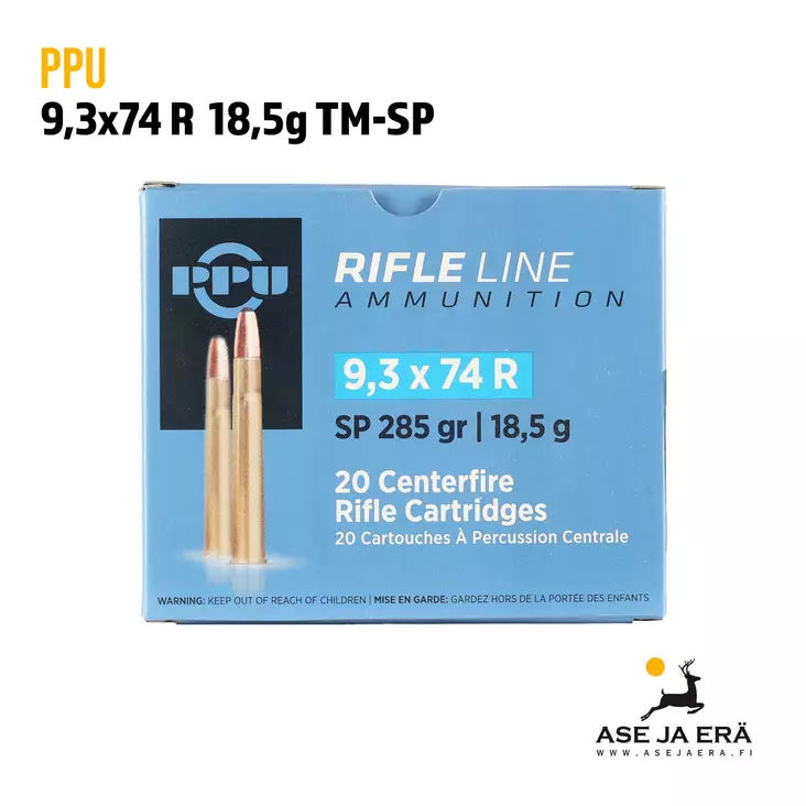 PPU 9,3x74R SP 18,5g kiväärinpatruuna - Muut kaliiperit - 8605003812982 - 1