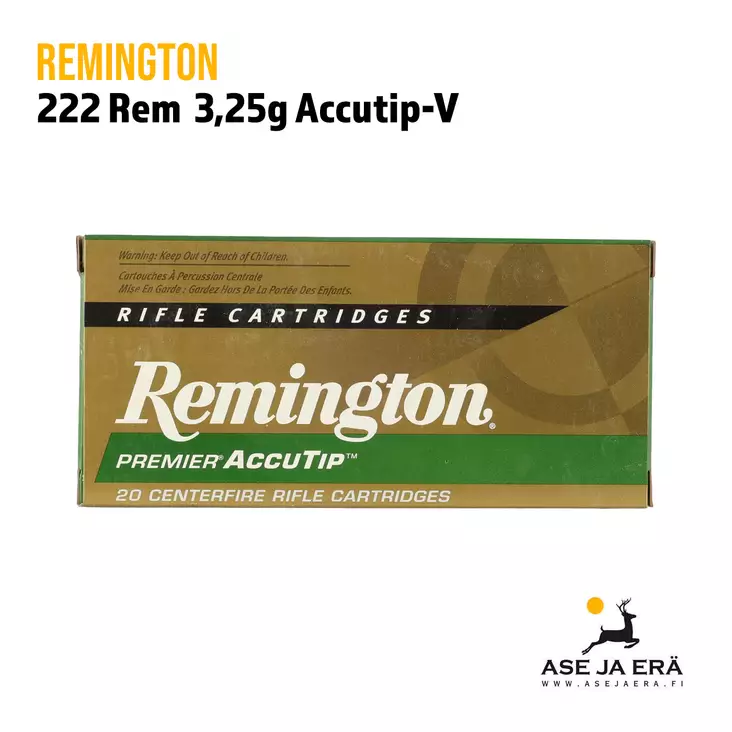 Remington Premier Accutip-V .222 Rem 3,25g kiväärinpatruuna 20 kpl - 222 kaliiperi - 047700366302 - 1
