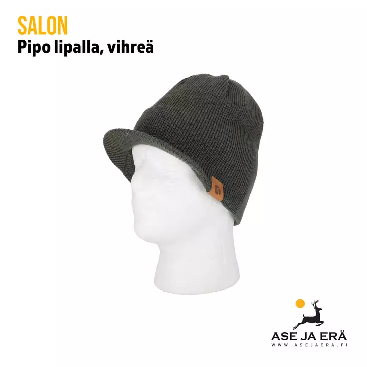 Salon Merino Wind lipallinen pipo, vihreä - Hirvi- ja muut metsästyspipot - 6419647042702 - 1