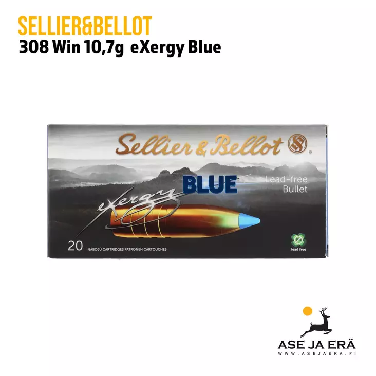 Sellier&Bellot 308 Win eXergy Blue 10,7g Kivääripatruuna, myrkytön - 308 kaliiperi - 8590690342082 - 1