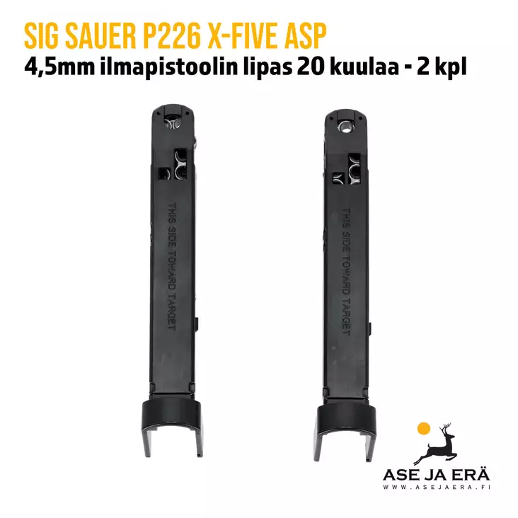 Sig Sauer P226 X-Five ASP 4,5mm CO2 ilmapistoolin ketjulipas 20 kuulaa 2 kpl - yleiskuva kahdesta lippaasta - SIG Sauer lippaat - 798681583942 - 2
