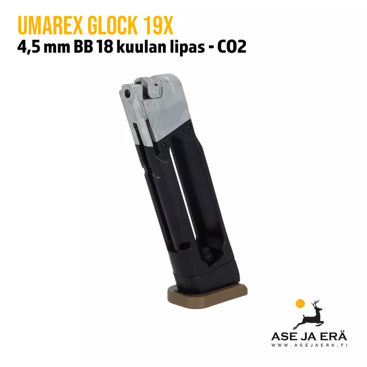 Umarex Glock G19X Blowback 4,5mm CO2 18 kuulan lipas - Umarex lippaat ja rullat - 4000844657732 - 2