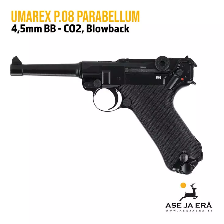 Umarex P.08 Parabellum CO2 steel BB Blowback ilmapistooli - BB kuula ilmapistoolit - 4000844563682 - 1