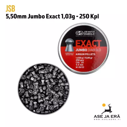 5,50 mm JSB Jumbo Exact 1,03g 250kpl - Rasia avoinna - 5,5 mm luodit - 8594180450523 - 7