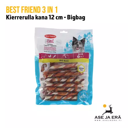 Best Friend 3 in 1 Big Bag 12 cm 36kpl 325g - Koiran herkut ja puruluut - 5700551172083 - 1