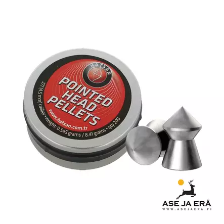 Hatsan Pointed Head Pellets 4,50 mm 0,545 g ilma-aseluoti 200 kpl - 4,5 mm ilmakivääriluodit - 4400000017743 - 1