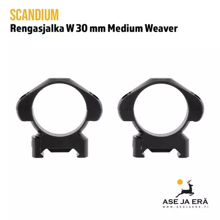 Scandium W 30 mm Medium renkaat Weaver - Suoraan edestä - 30mm kiikarinrenkaat - 7340143713843 - 2