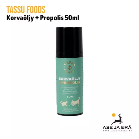 Tassu Foods Korvaöljy + Propolis 50ml - yleiskuva - Koiran hoito ja terveys - 6429810935113 - 1