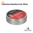 6,35mm JSB Exact King Heavy 2,2g Ilmakivääriluoti 150 kpl - rasia sivusta - 6,35 mm luodit - 8594180450783 - 5