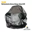 Salon Hyttyshattu Unisex Beige, Koko S/M - etuviistosta mallinuken päässä verkko avattuna - Metsästyshatut - 6419647019193 - 2