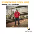 Helikon Urban Tactical Hoodie Lite, punainen - kontekstikuva poseeraus rautatieaseman laiturilla - Hupparit - 5908218737983 - 122