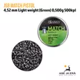 JSB Match Pistol 4,52mm rasia kansi auki - 4,5 mm ilmapistooliluodit - 8594180450233 - 3