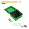 MTM R-100 patruunalaatikko, Vihreä - etuviistosta oikealta, kansi avoinna - Kiväärin patruunoille - 026057219103 - 3