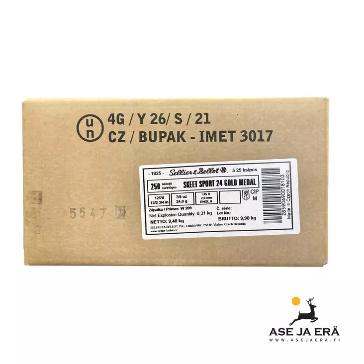 12/70 S & B Skeet Sport Gold Medal 24g 2,0mm 250 ltk - Haulikon ratapatruunat - 28590690018103 - 1