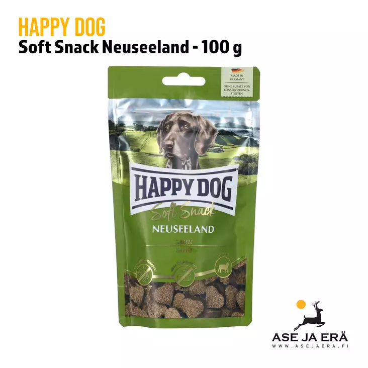 Happy Dog Soft Snack Neuseeland 100 g pussi edestä - Koiran herkut ja puruluut - 4001967128833 - 1