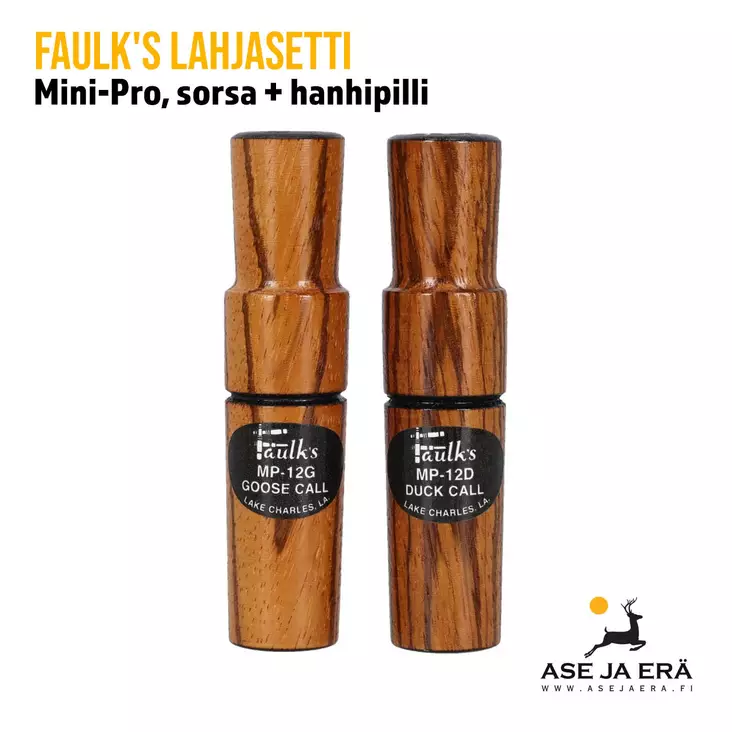 Faulk's Mini-Pro lahjasetti sorsa- ja hanhipilli yleiskuva pystyasennossa - Lintupillit - 51101000673 - 1
