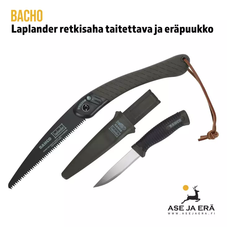 Bahco Laplander Retkisaha & LAP-KNIFE Eräpuukko -setti - Linkkuveitset, piilut ja sahat - 7311518216443 - 1