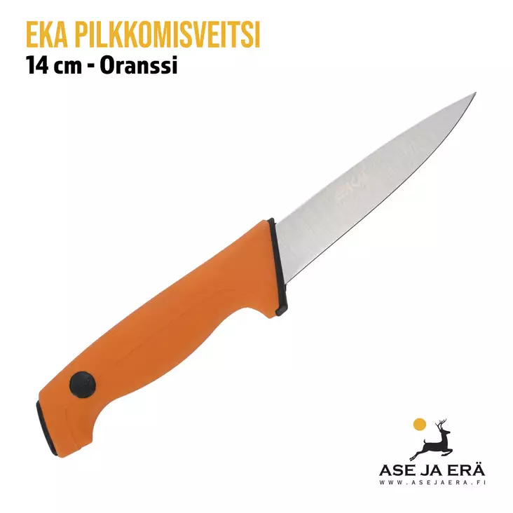 EKA pilkkomisveitsi 14cm oranssi - yleiskuva sivusta - Lihaveitset - 7391537302303 - 1